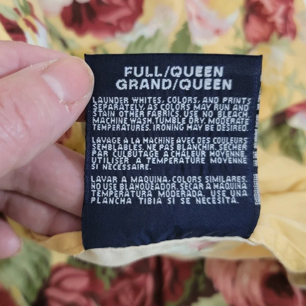 VTG Ralph Lauren Kathleen Yellow Floral Rose Cotton Duvet Cover Full Queen USA